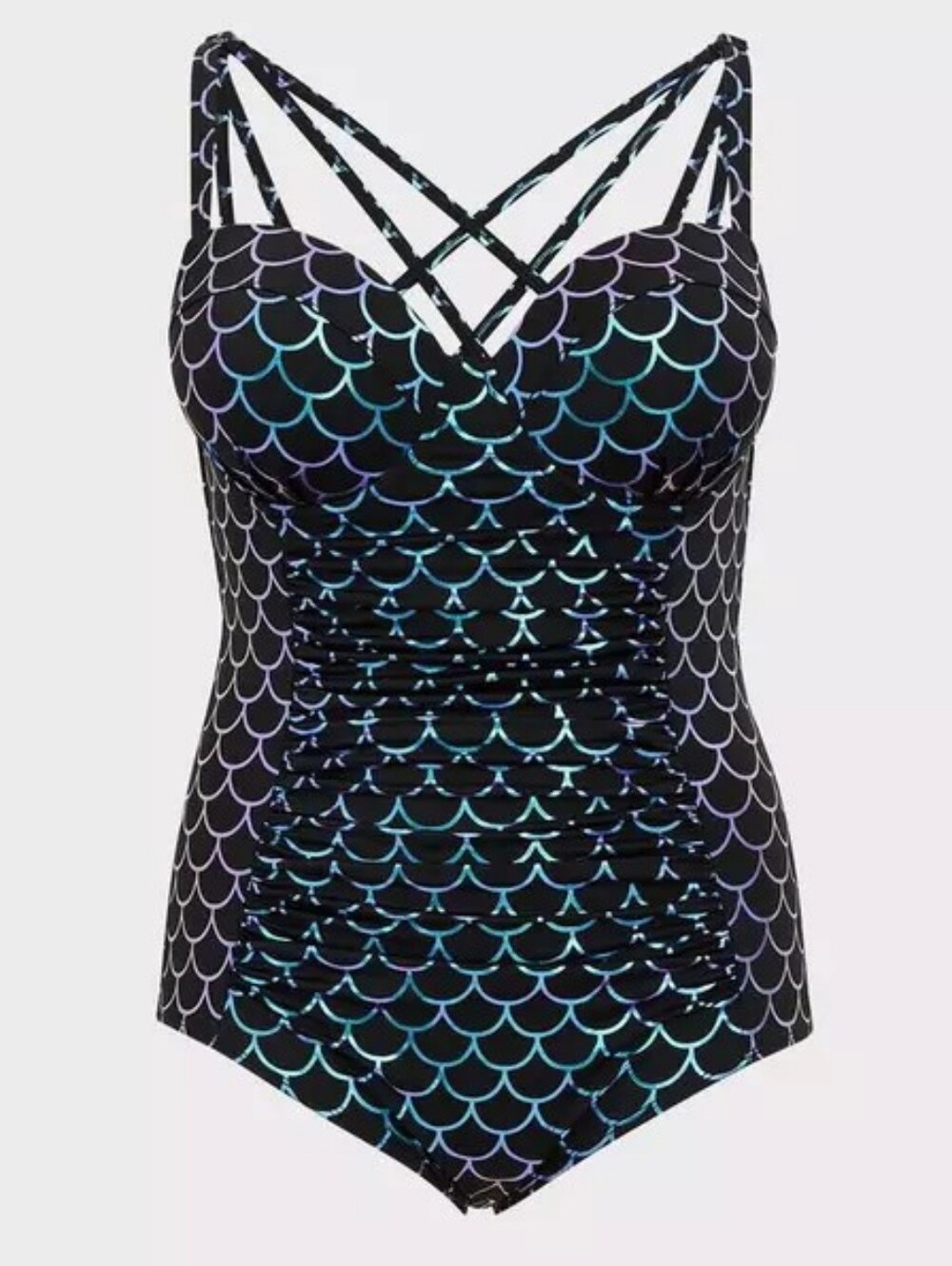 Torrid holographic mermaid 0x or 12 Slim Fix Underwire Swimsuit